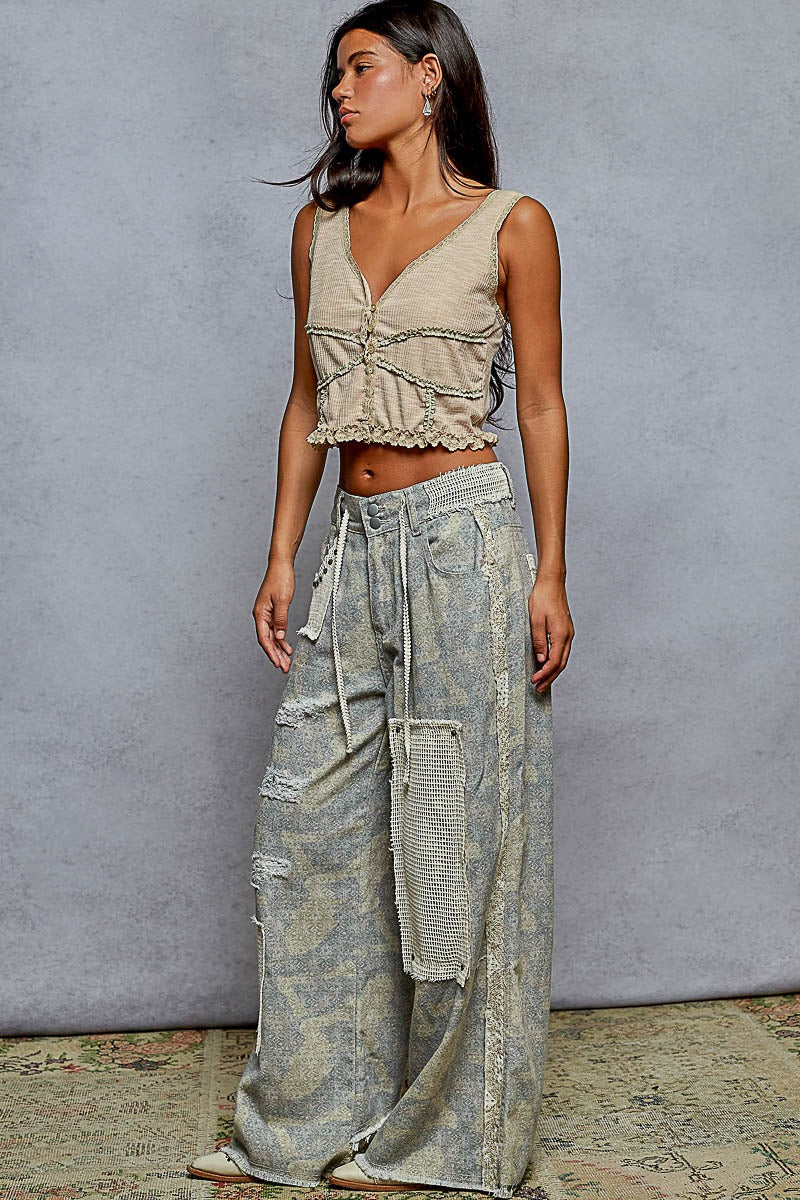 Regular Fit Denim Pants with Stud Detail