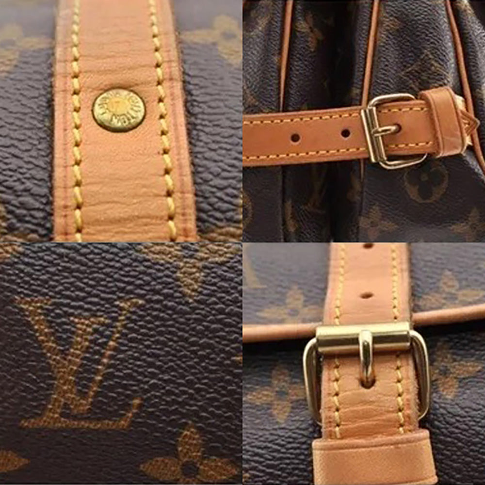 a close up of a brown and tan bag
