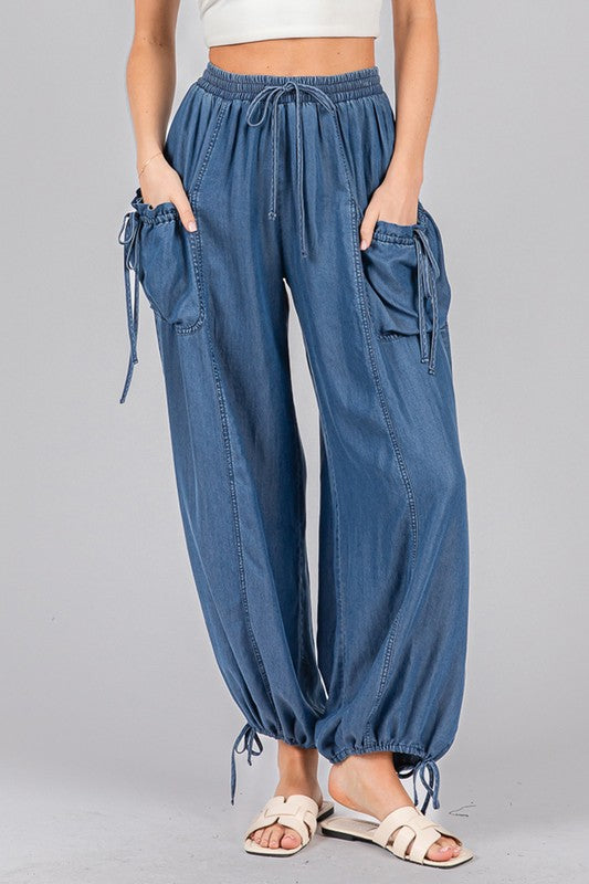 Product image for drawstring utility cargo jogger