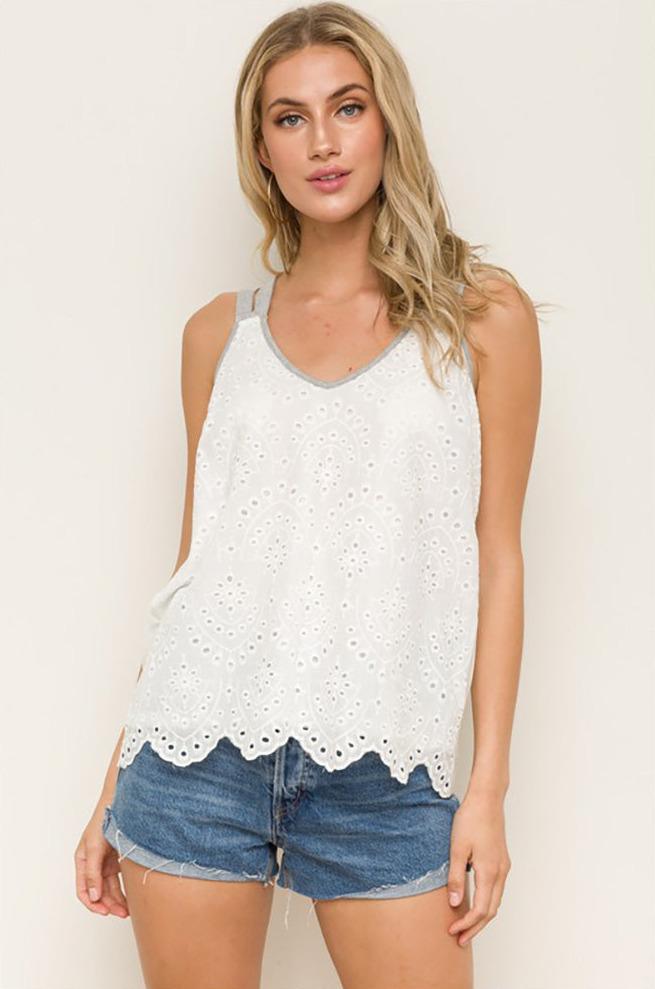 Delicate Criss Cross Back Sleeveless Top - Shirts & Tops - BellanBlue