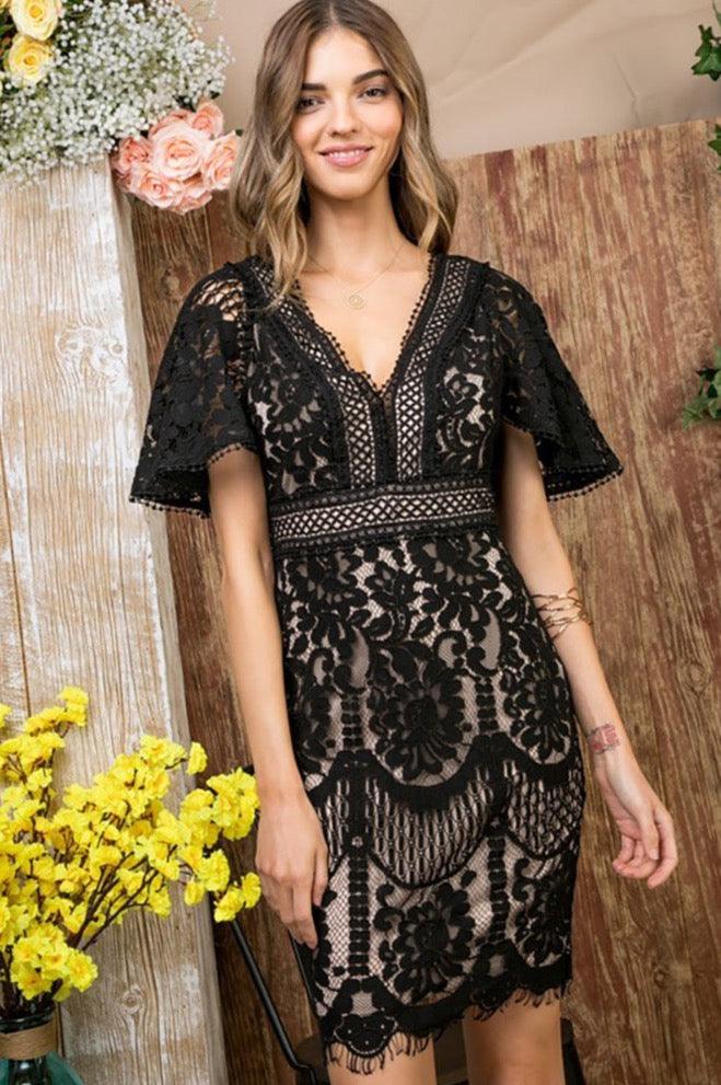 Kimono Open Back Lace Mini Dress - Cardigans - BellanBlue