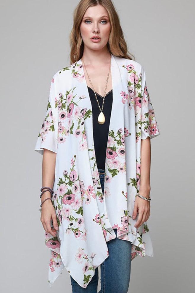 Women Flowers and Ruffles Kimono - Cardigans - BellanBlue