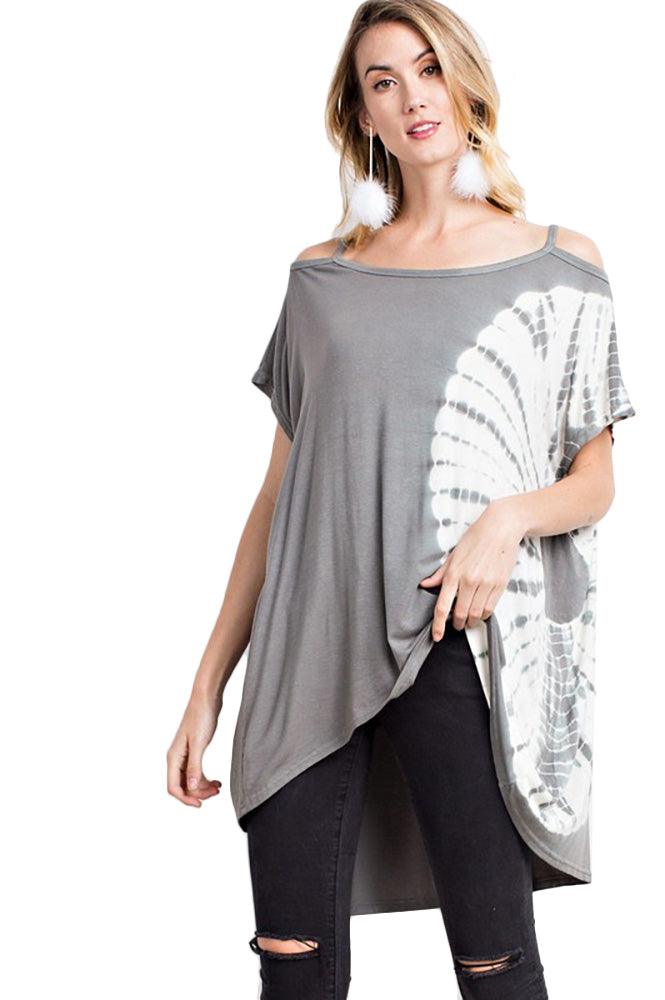 Women Hi-Low Cold Shoulder Tunic Top - Shirts & Tops - BellanBlue