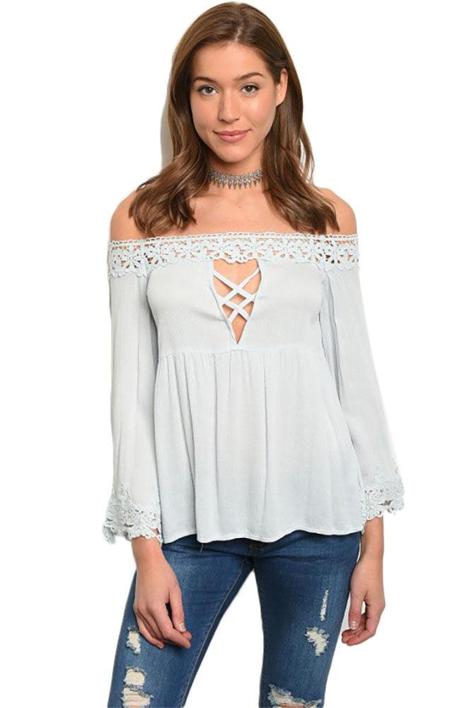 Women's Long Sleeve Off Shoulder Blouse - Shirts & Tops - BellanBlue
