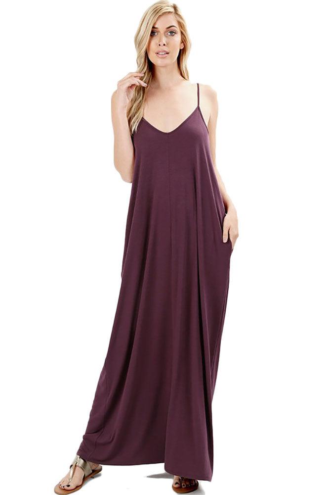 Women's Maxi Dress Featuring Side Pockets - Dresses - BellanBlue