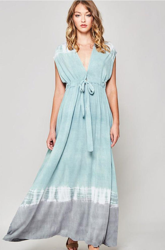 Women Sleeveless Tie-Dye Maxi Dress - Dresses - BellanBlue