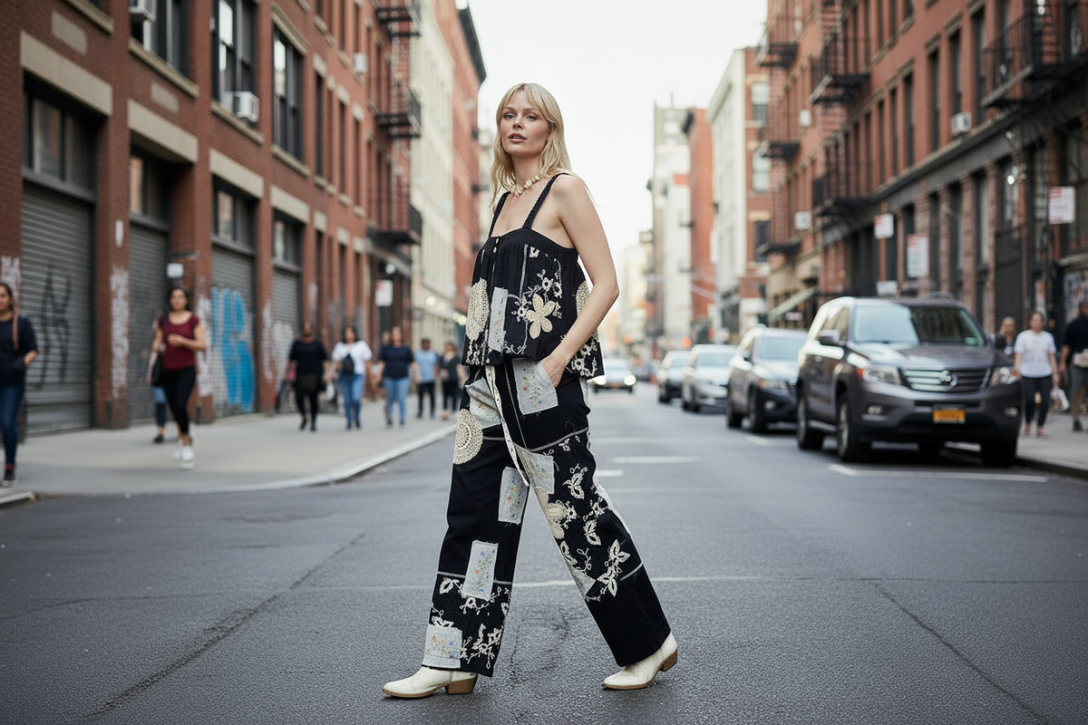 POL Clothing wide leg pants and boutique fashion outfit styling at BellanBlue