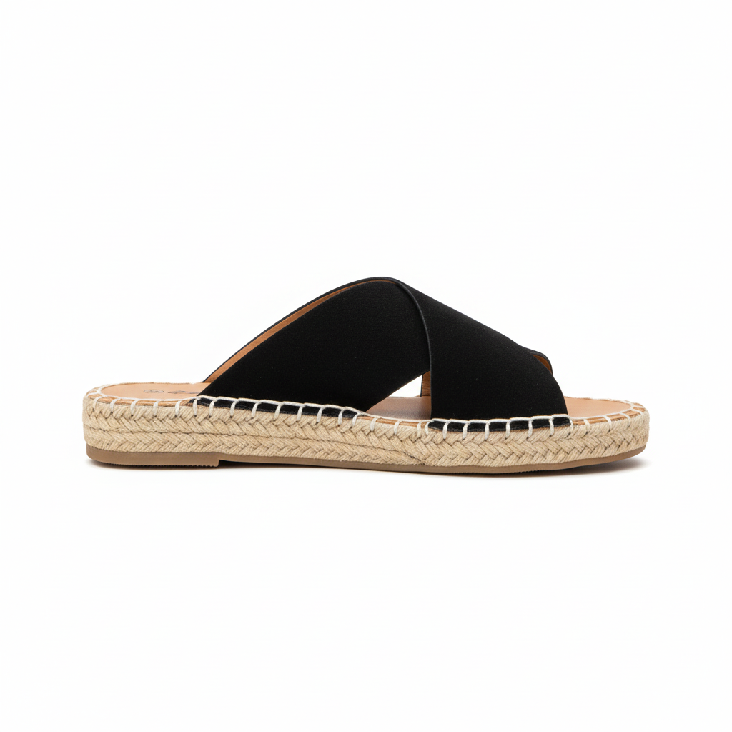 Women's sandals collection featuring espadrille wedges, gladiator flats, slides, and platform summer footwear