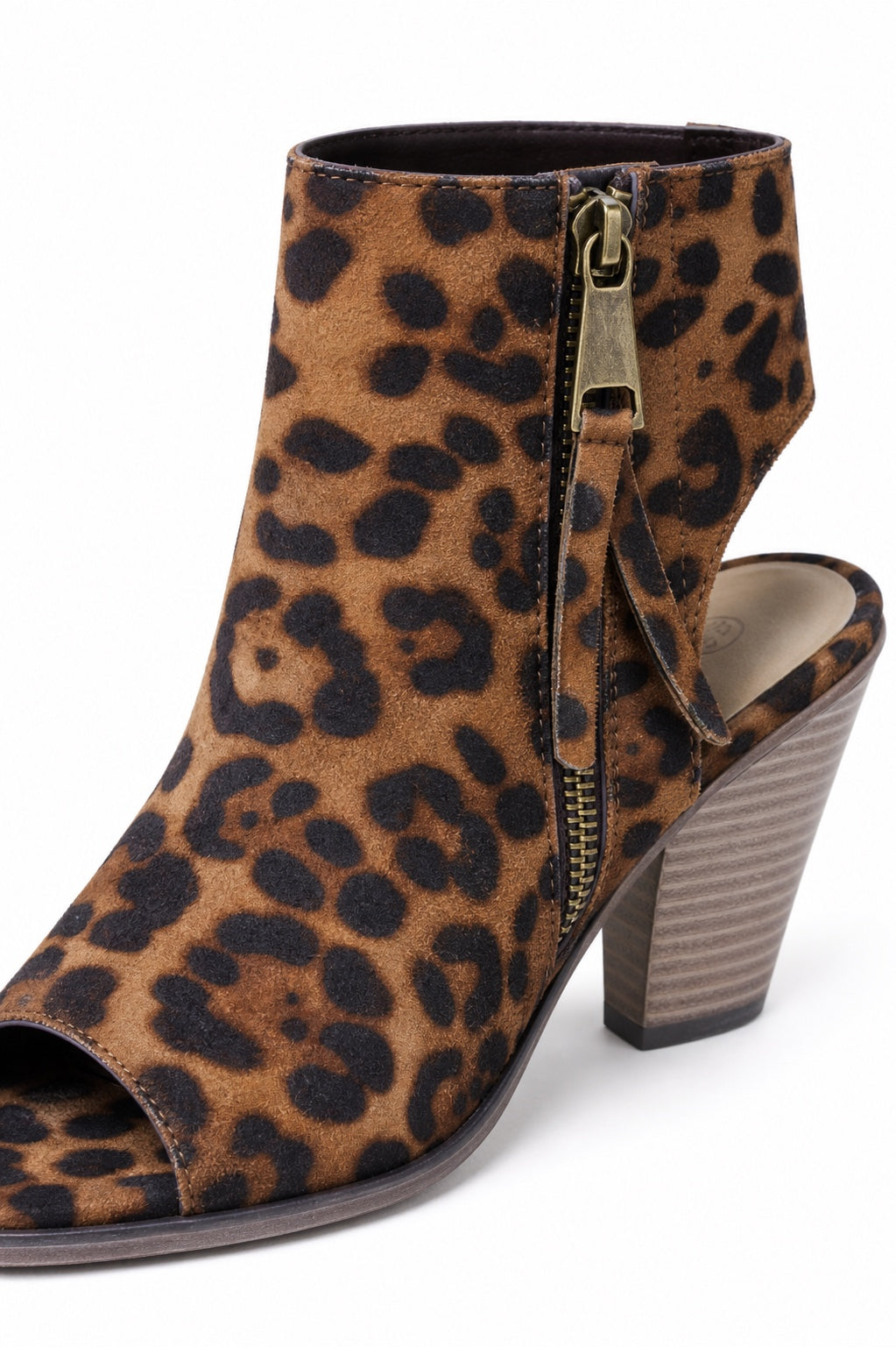 Forever Link Winster-2 Leopard Peep-Toe Cutout Booties