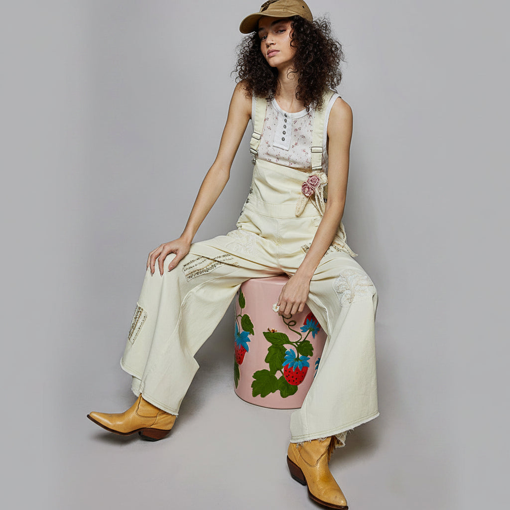 POL Crochet Flower Tie Belt | Blush Multi