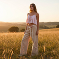 POL Crochet Flower Tie Belt | Blush Multi