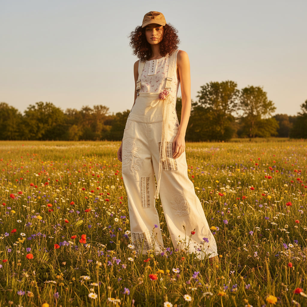 POL Crochet Flower Tie Belt | Blush Multi