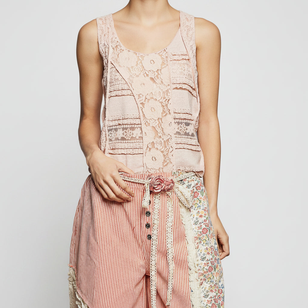 POL Crochet Flower Tie Belt | Blush Multi