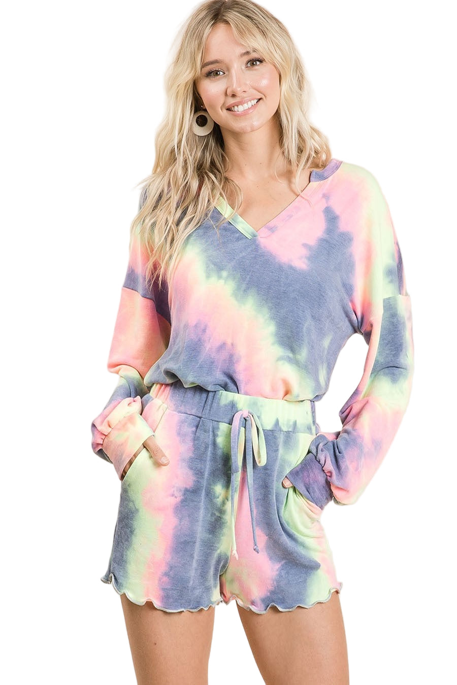 Charcoal Tie Dye French Terry Top and Bottom Set