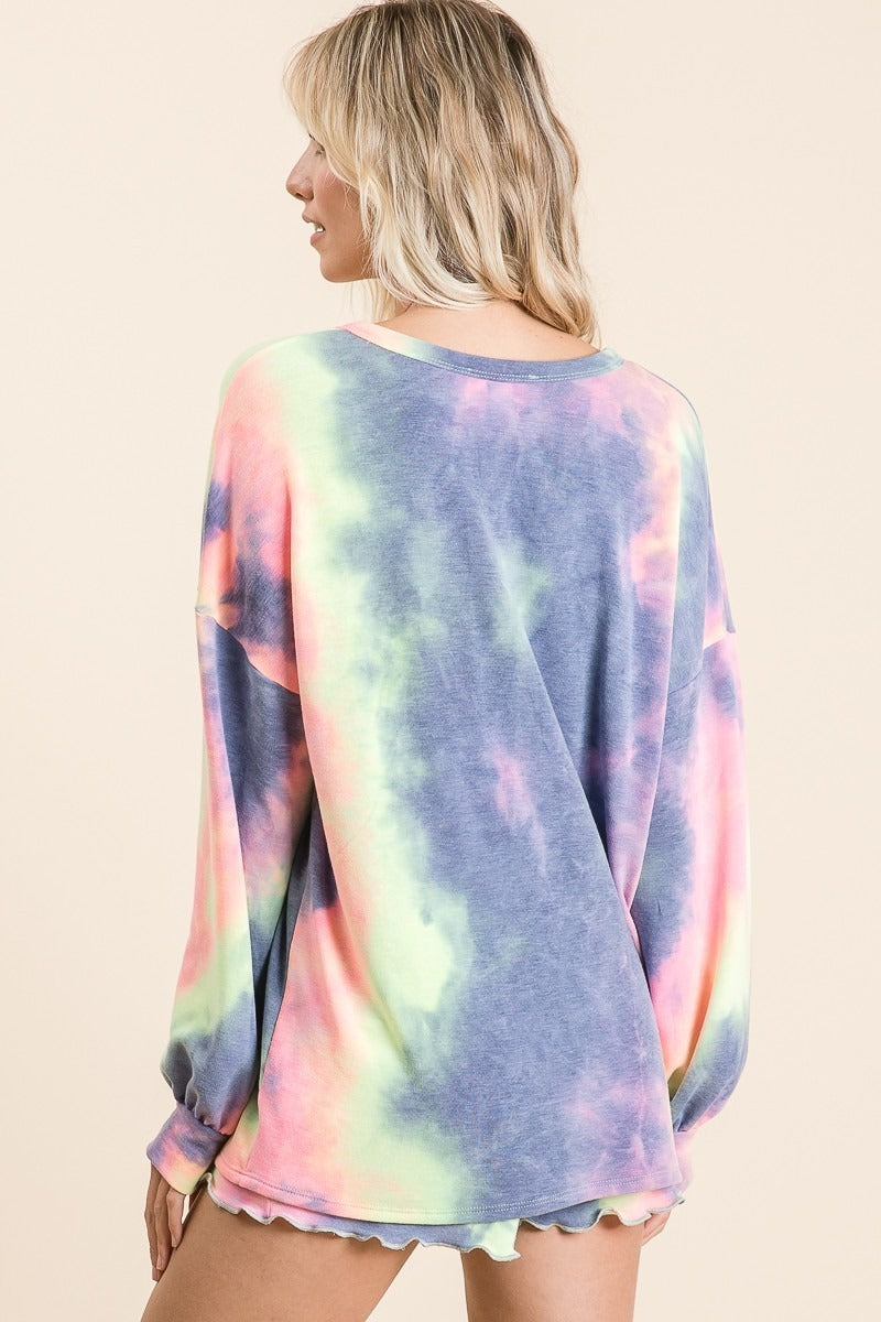 Charcoal Tie Dye French Terry Top and Bottom Set