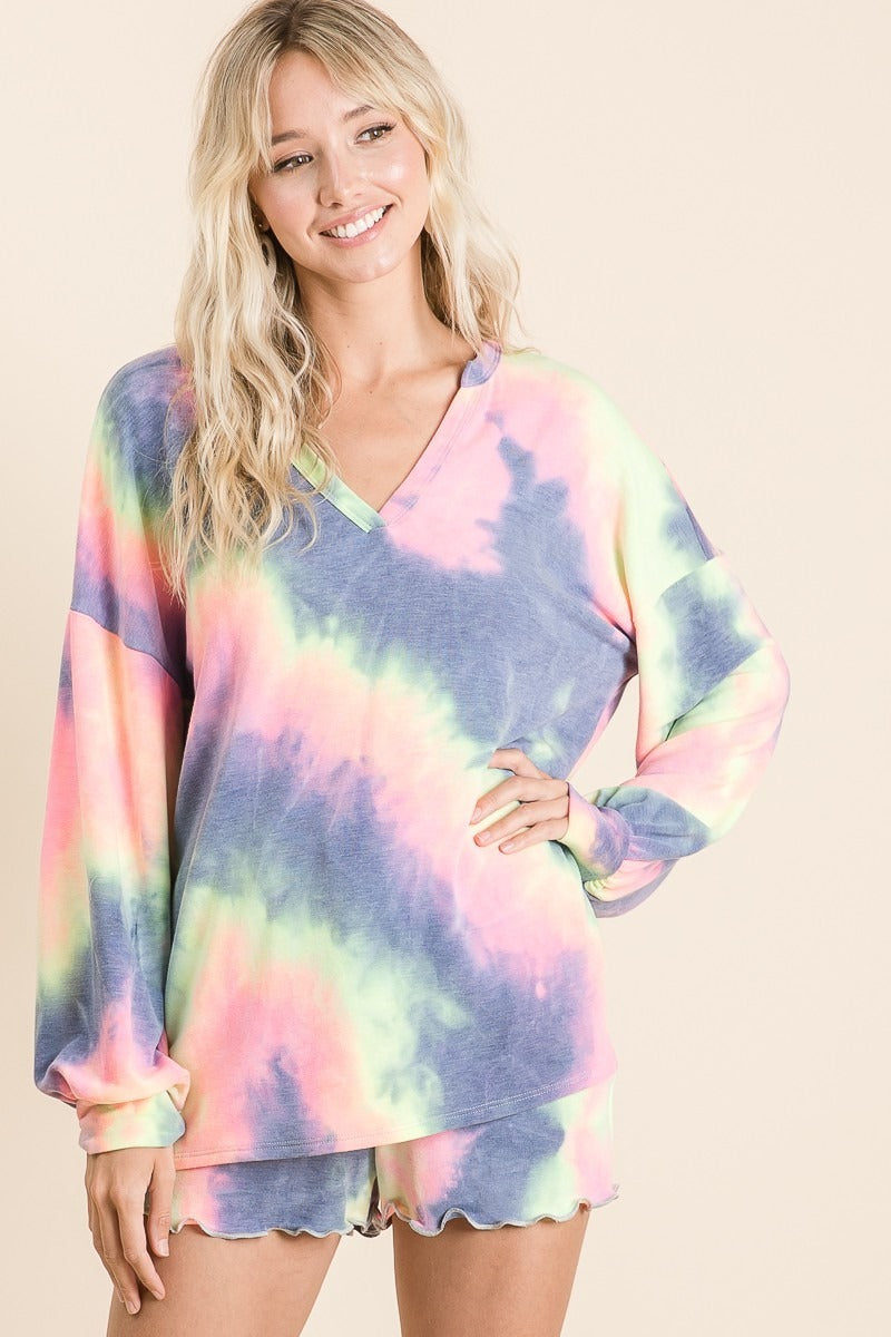 Charcoal Tie Dye French Terry Top and Bottom Set