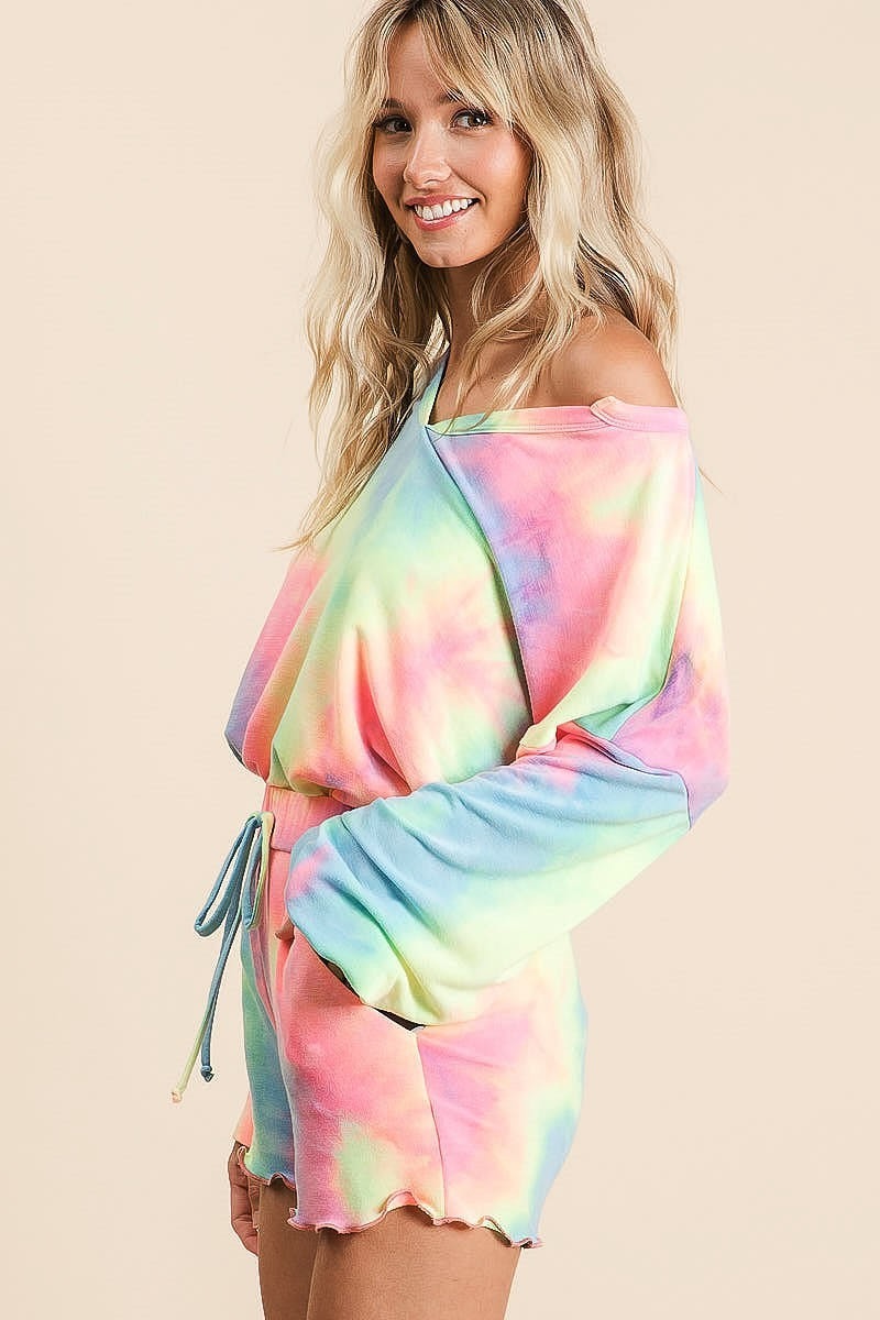 Charcoal Tie Dye French Terry Top and Bottom Set