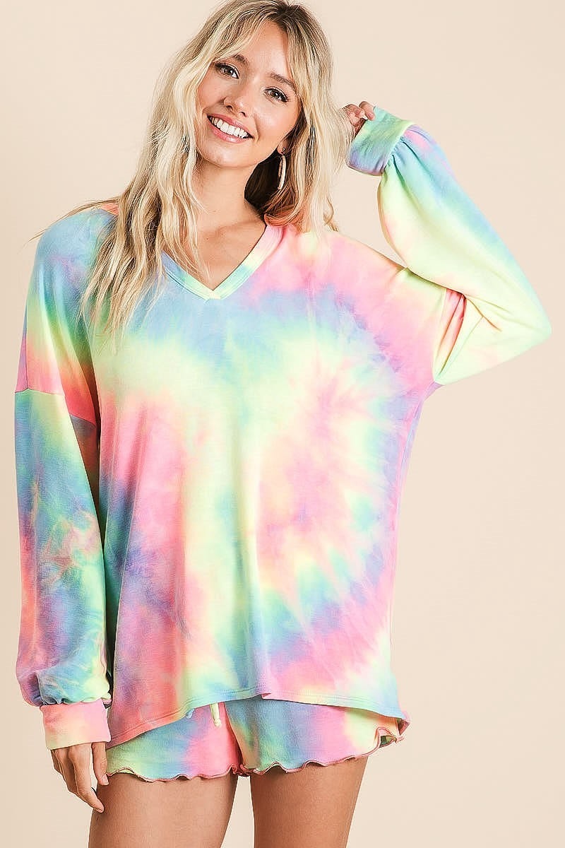 Charcoal Tie Dye French Terry Top and Bottom Set