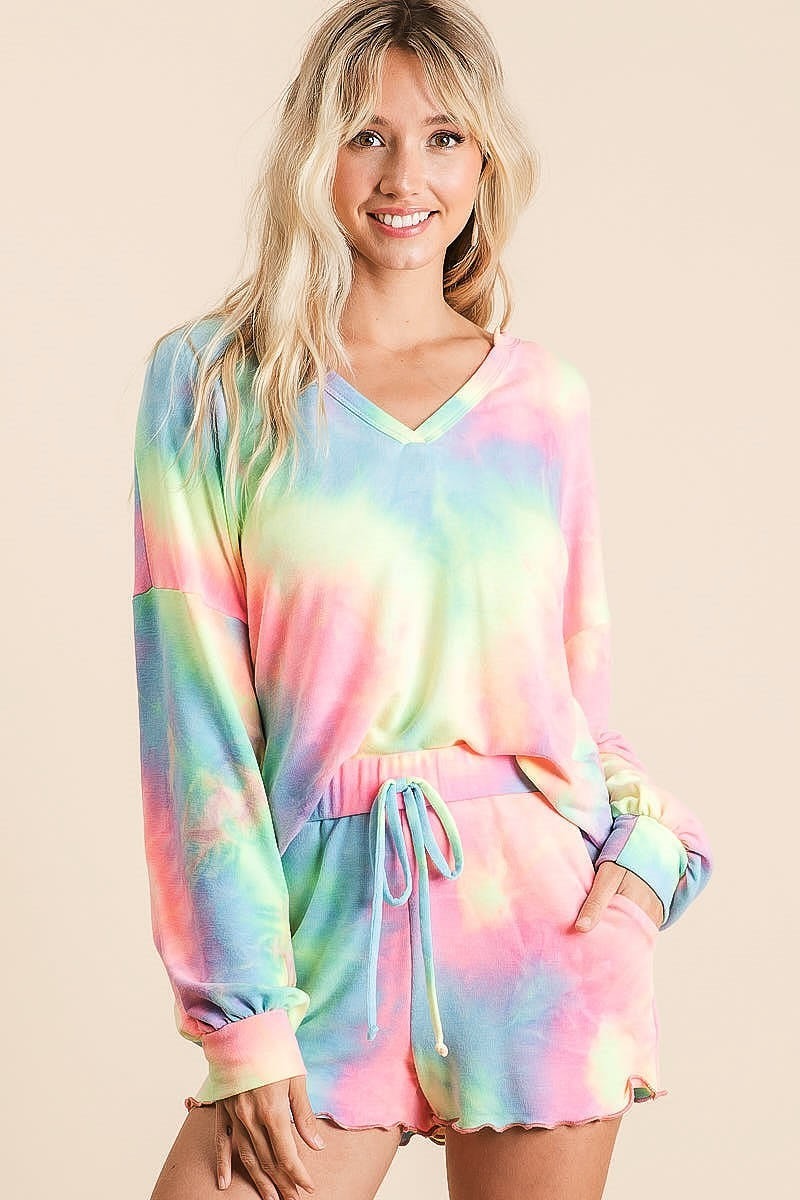 Charcoal Tie Dye French Terry Top and Bottom Set