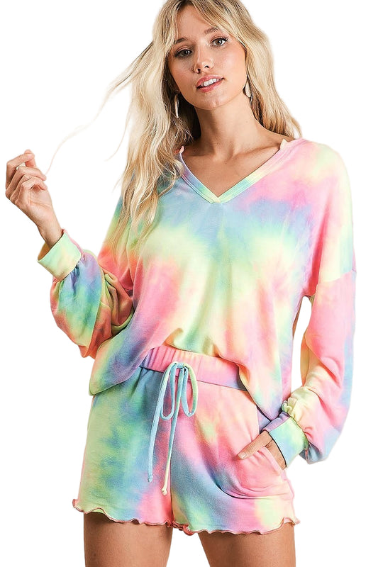 Charcoal Tie Dye French Terry Top and Bottom Set