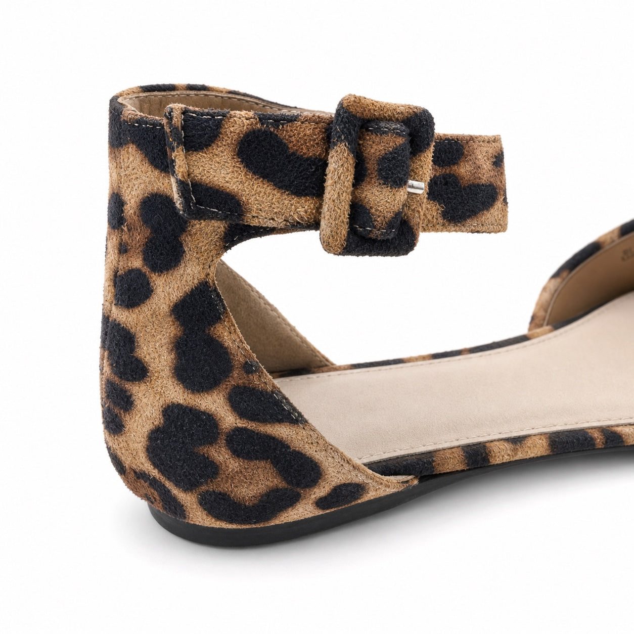 Faryl Robin Leopard Ankle-Strap Pointed-Toe Flats