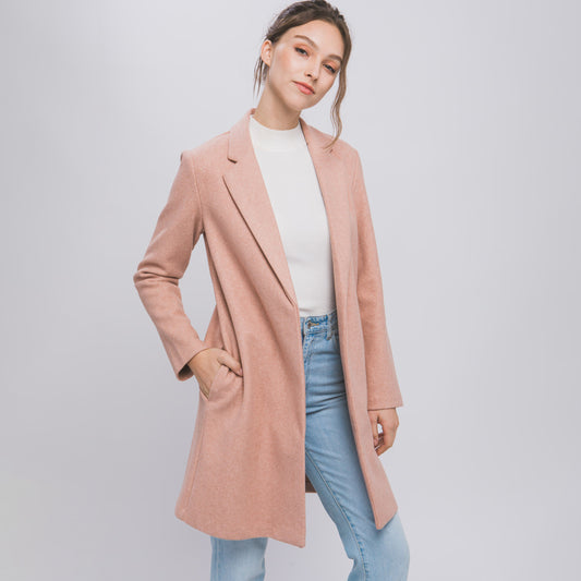 This luxurious fleece long line coat for women is both sophisticated and stylish. 