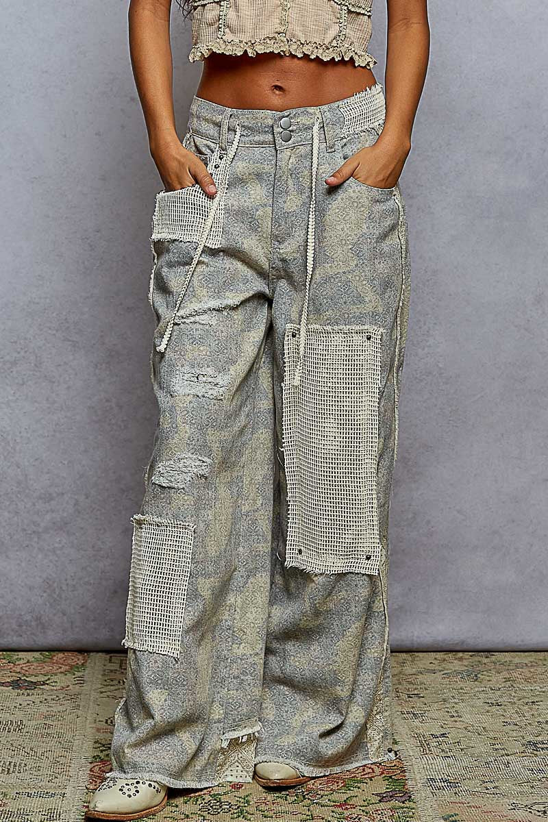 Regular Fit Denim Pants with Stud Detail