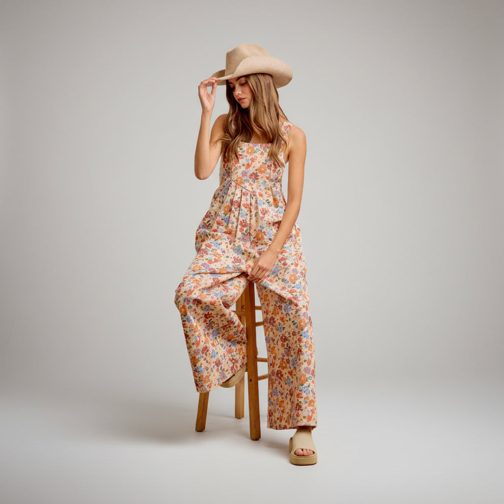 BiBi Floral Twill Overalls Cotton Relaxed Fit | BellanBlue BiBi Floral Twill Overalls Cotton Relaxed Fit | BellanBlue