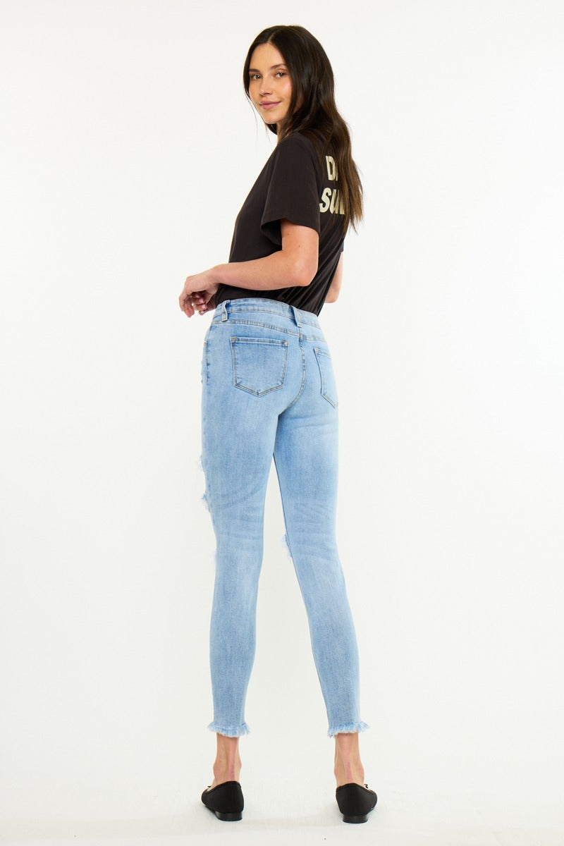 KanCan Skinny Augustina Mid-Rise Jeans studio back view displaying 27 inch ankle inseam