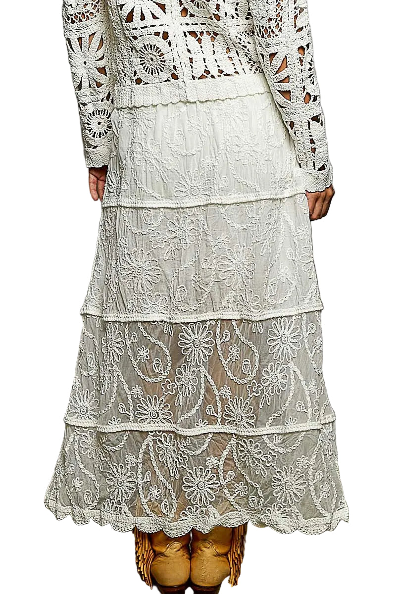 Lace dress with a gray background