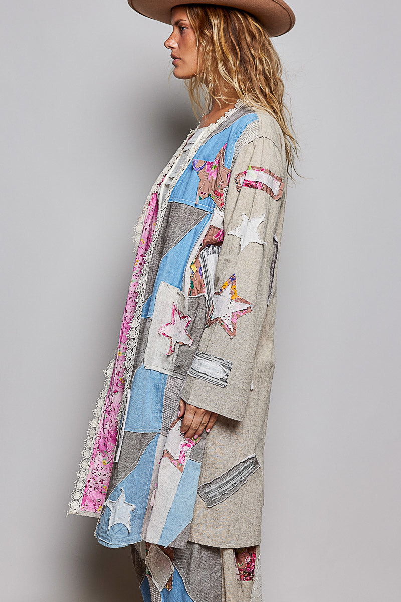 POL Clothing boho star applique open front cardigan wholesale view 04