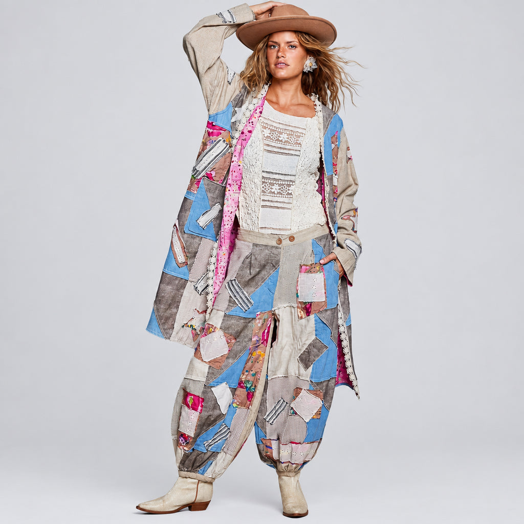POL Clothing beige star pattern long duster cardigan wholesale view 07