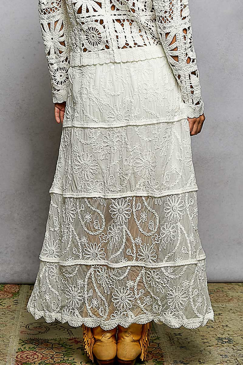 Lace dress with a gray background