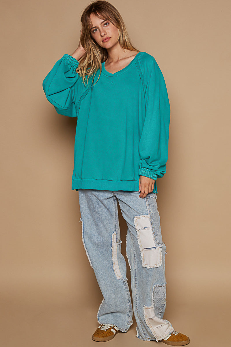 Criss-Cross Back Black Sweatshirt – Relaxed Fit Cozy Women's Top