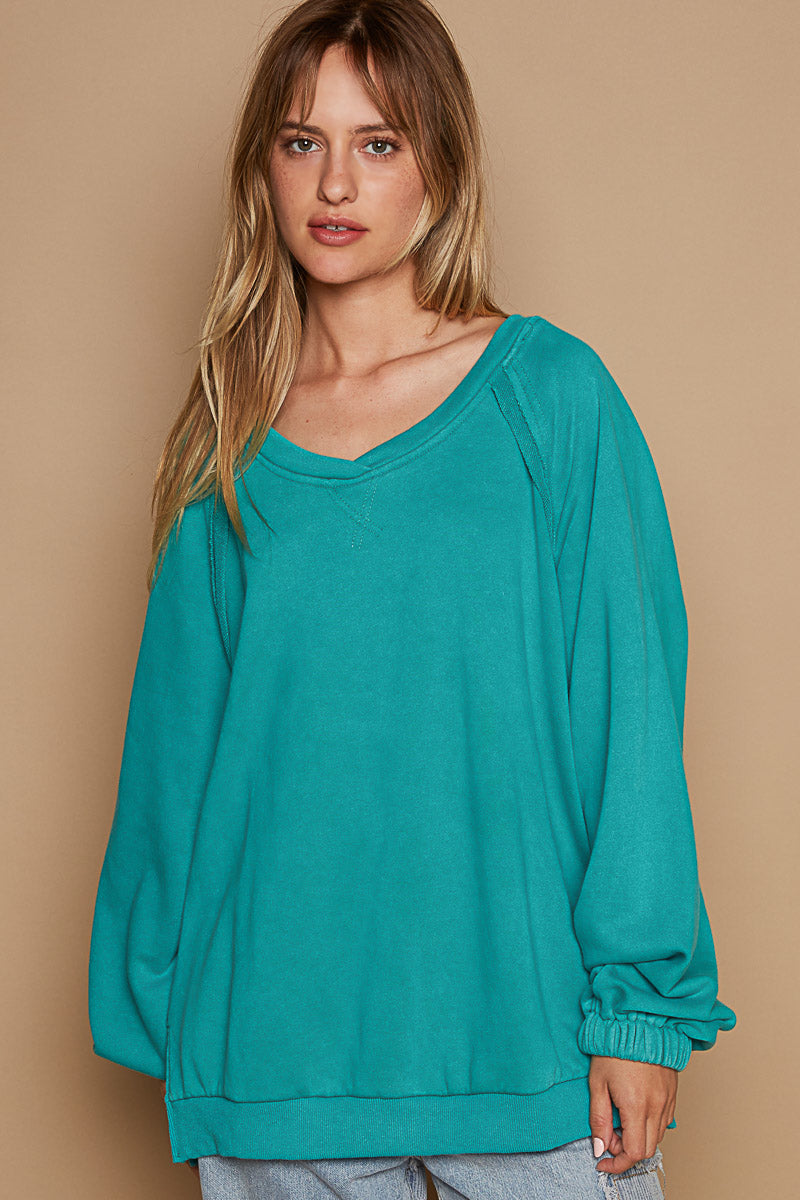 Criss-Cross Back Black Sweatshirt – Relaxed Fit Cozy Women's Top