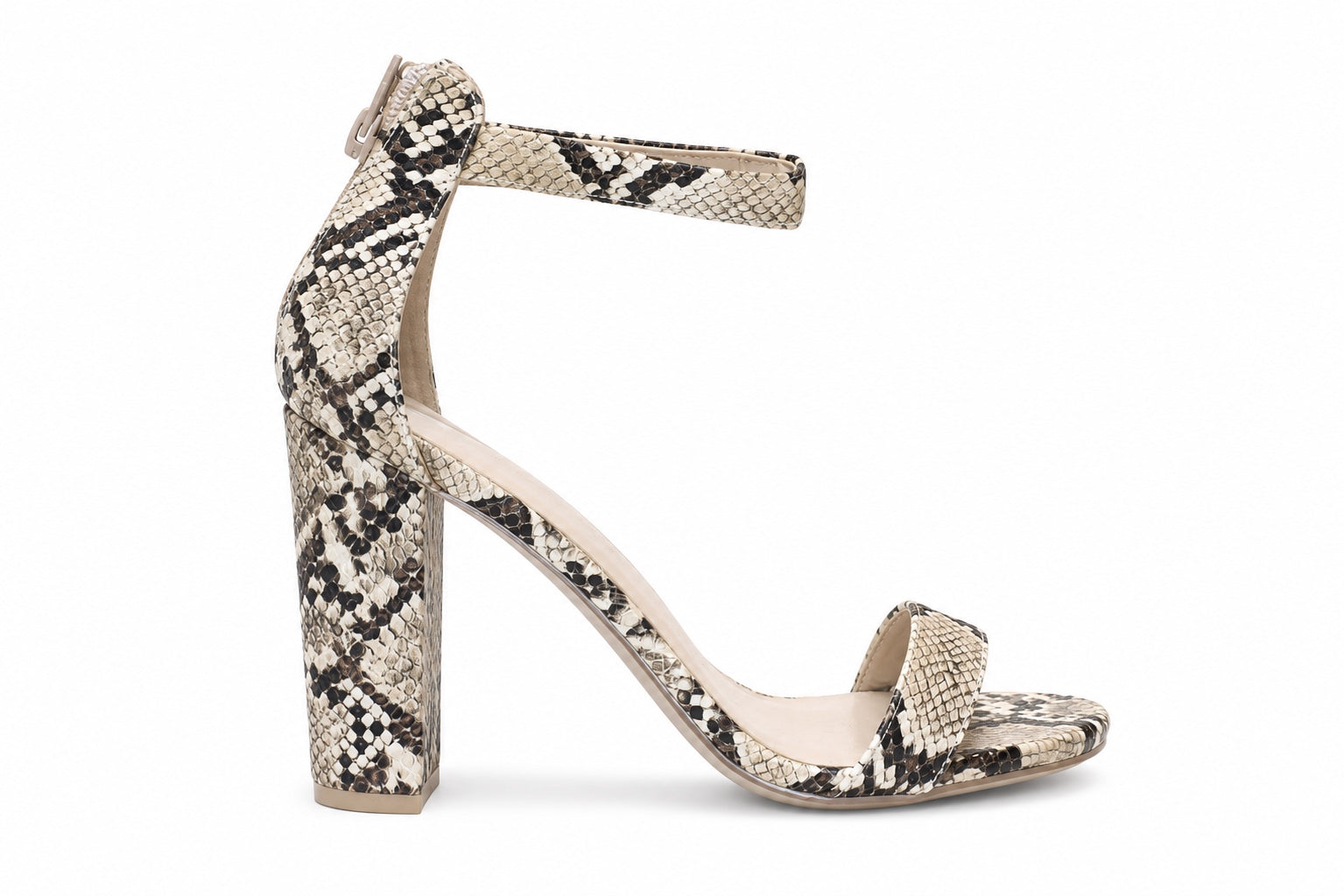 Wild Diva Lounge Python-Print Block Heel Sandals
