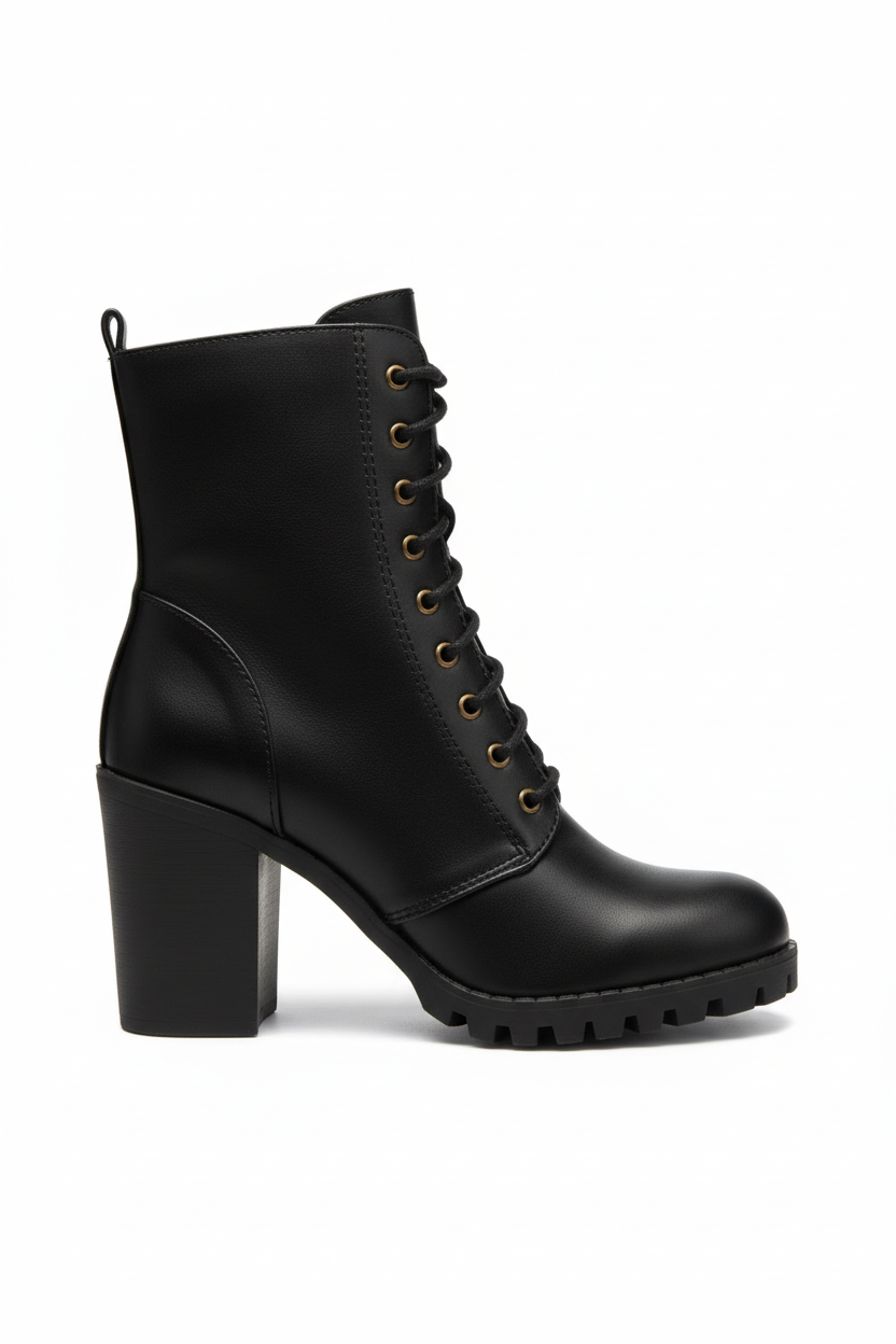 Black Combat Boots - Side View