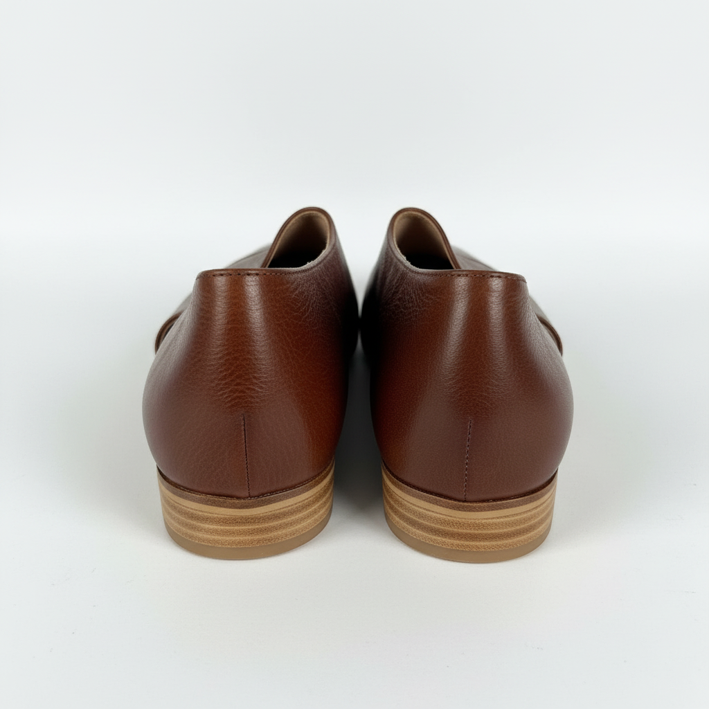 Pair of brown leather shoes on a white background