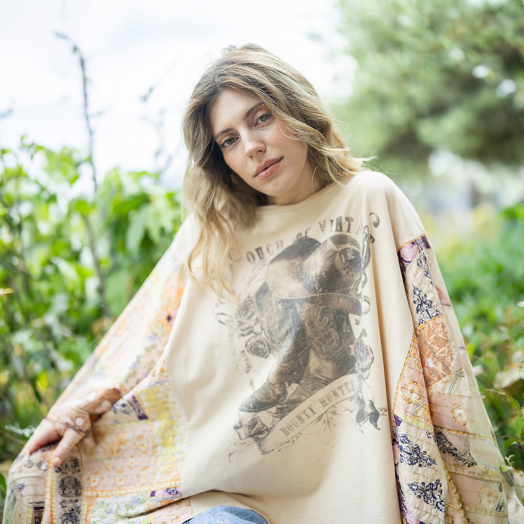 Top acolchado con estampado de vaquera Bluevelvet