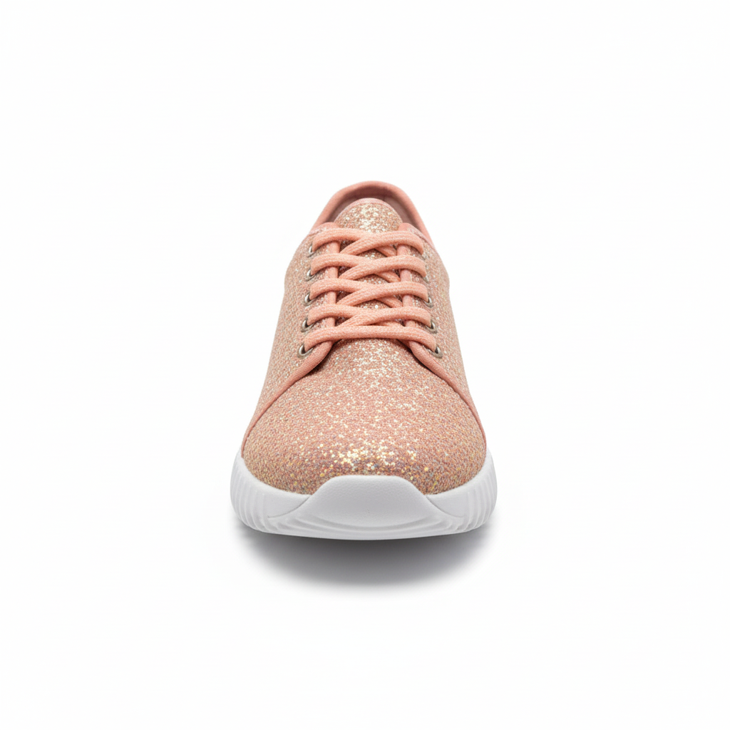 Pink glitter sneaker on a white background