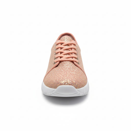 Pink glitter sneaker on a white background