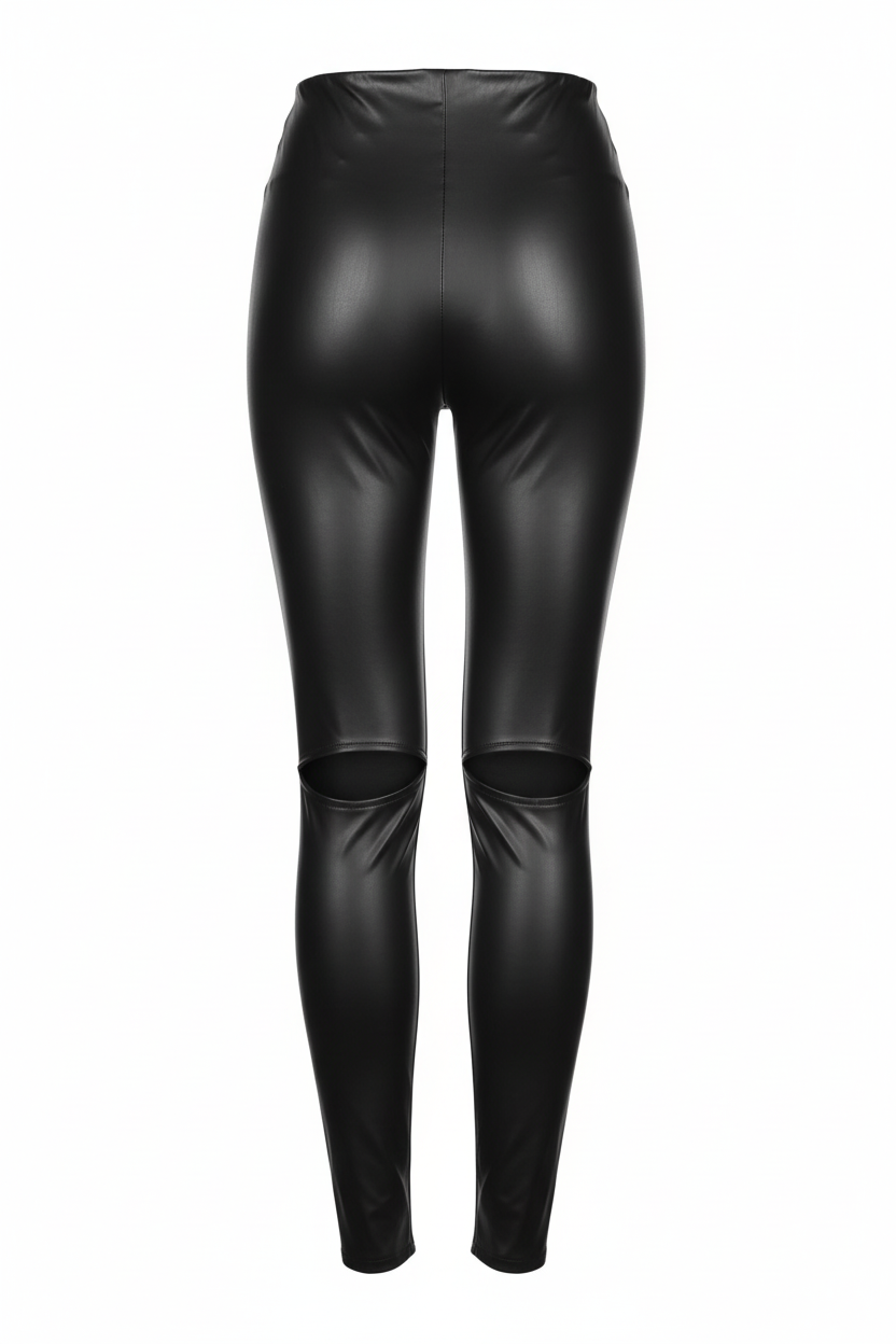 High Rise Faux Leather Leggings - Back View Corrected No Feet
