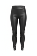 Faux Leather High-Waist Leggings in black - front view showing sleek matte finish