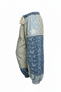 POL Patchwork Butterfly Print Joggers in Blue Butterfly Multi - side view ghost mannequin
