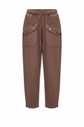 Vintage Mocha Washed Terry Cargo Pants - Front View - BiBi
