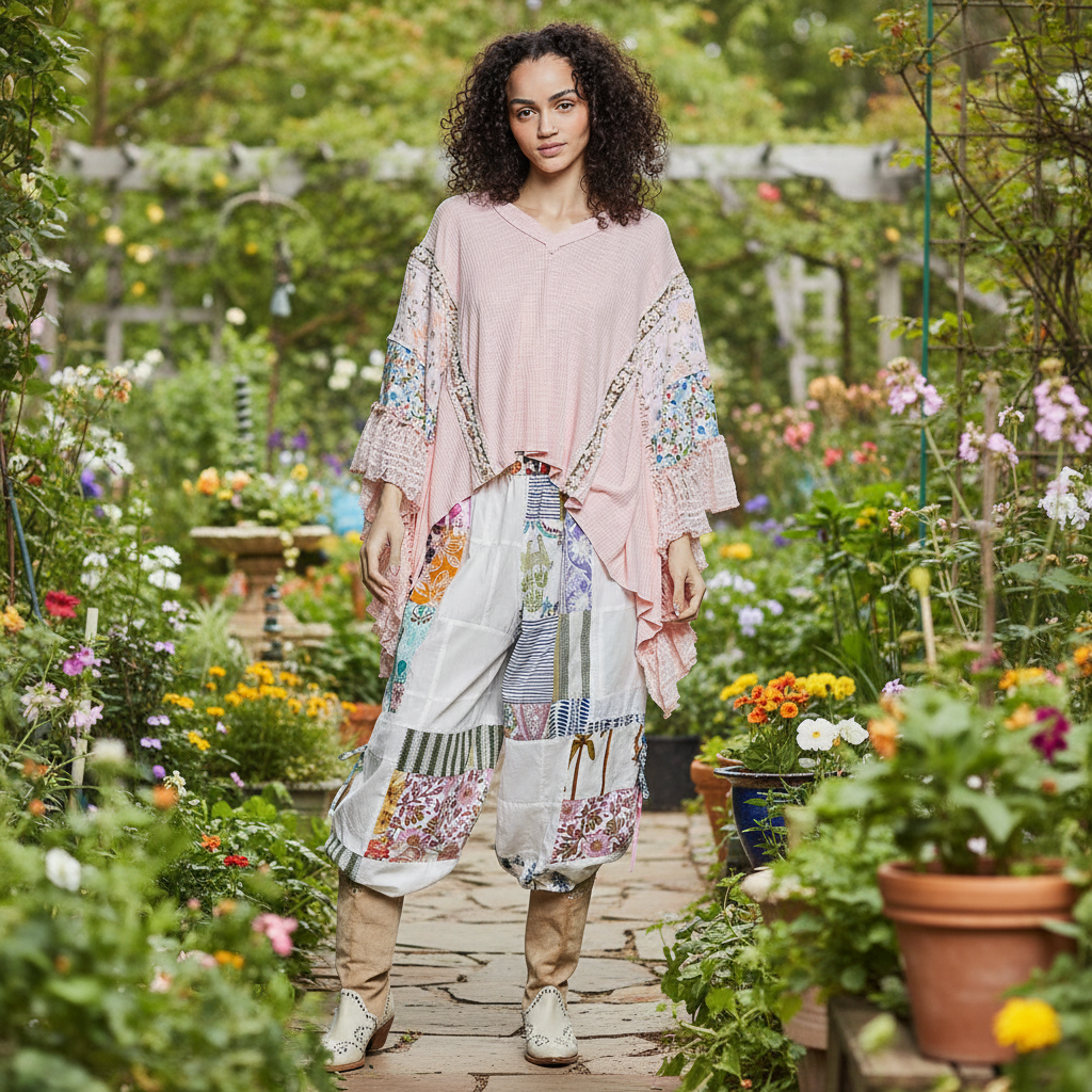 Blush garment styled with model in relaxed outdoor setting - BellanBlue