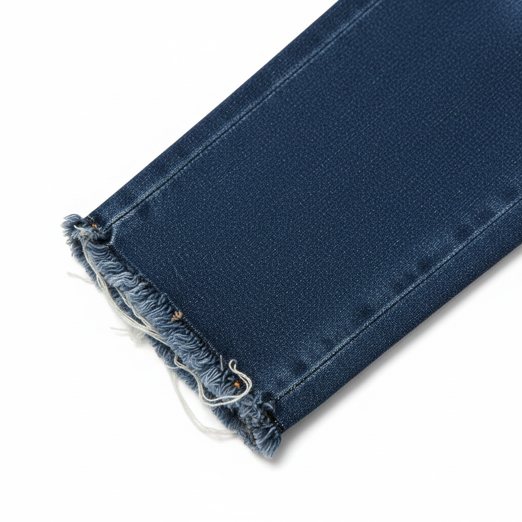 KanCan distressed ankle skinny jeans frayed raw hem close-up detail dark wash denim