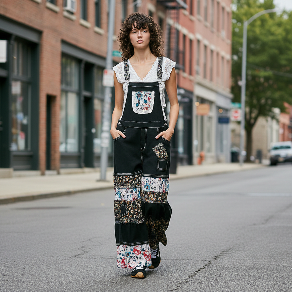 Black pants styled with model walking on city street - BellanBlue