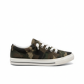 Women's camouflage canvas sneaker side profile view lace-up low top - BellanBlue