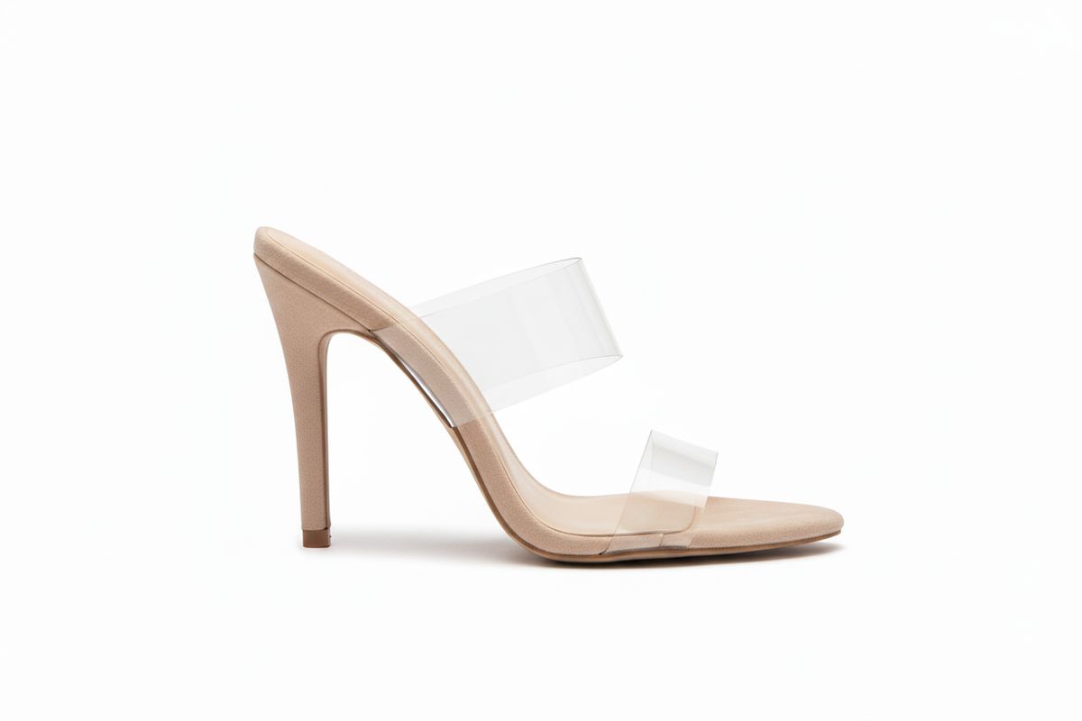 Qupid Clear PVC Stiletto — Studio Side Profile Feature 2